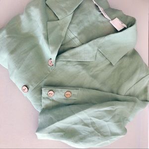 vintage linen mint green top